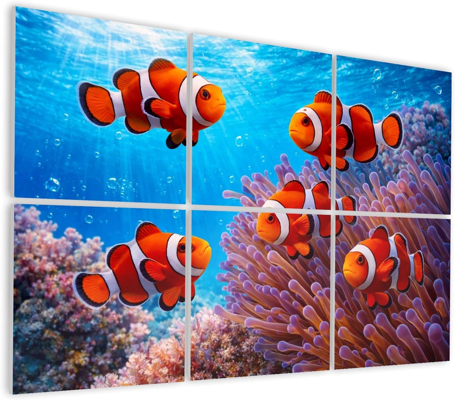 6 Pack Art Acoustic Panels Self Adhesive Colorful Clownfish Swimming Vibrant Coral Decorative Soundproof Wall Panels Sound Absorbing Panel 48