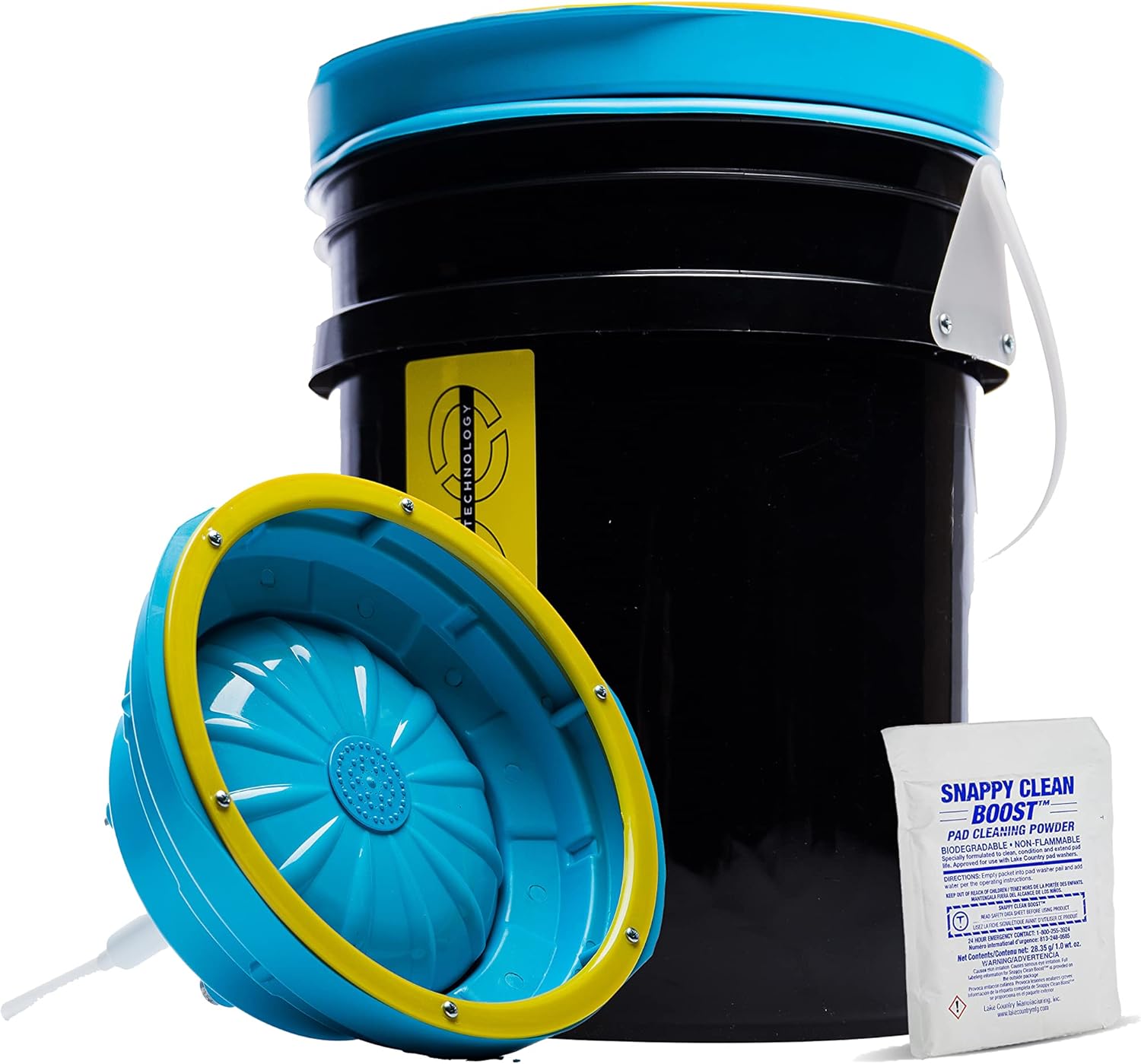 Lake Country System 4000 Polishing Pad Washer – Pure Flo Cleaning Bucket System w/Controlled Pump & Removable Basin - Wool & Foam Pad Cleaner