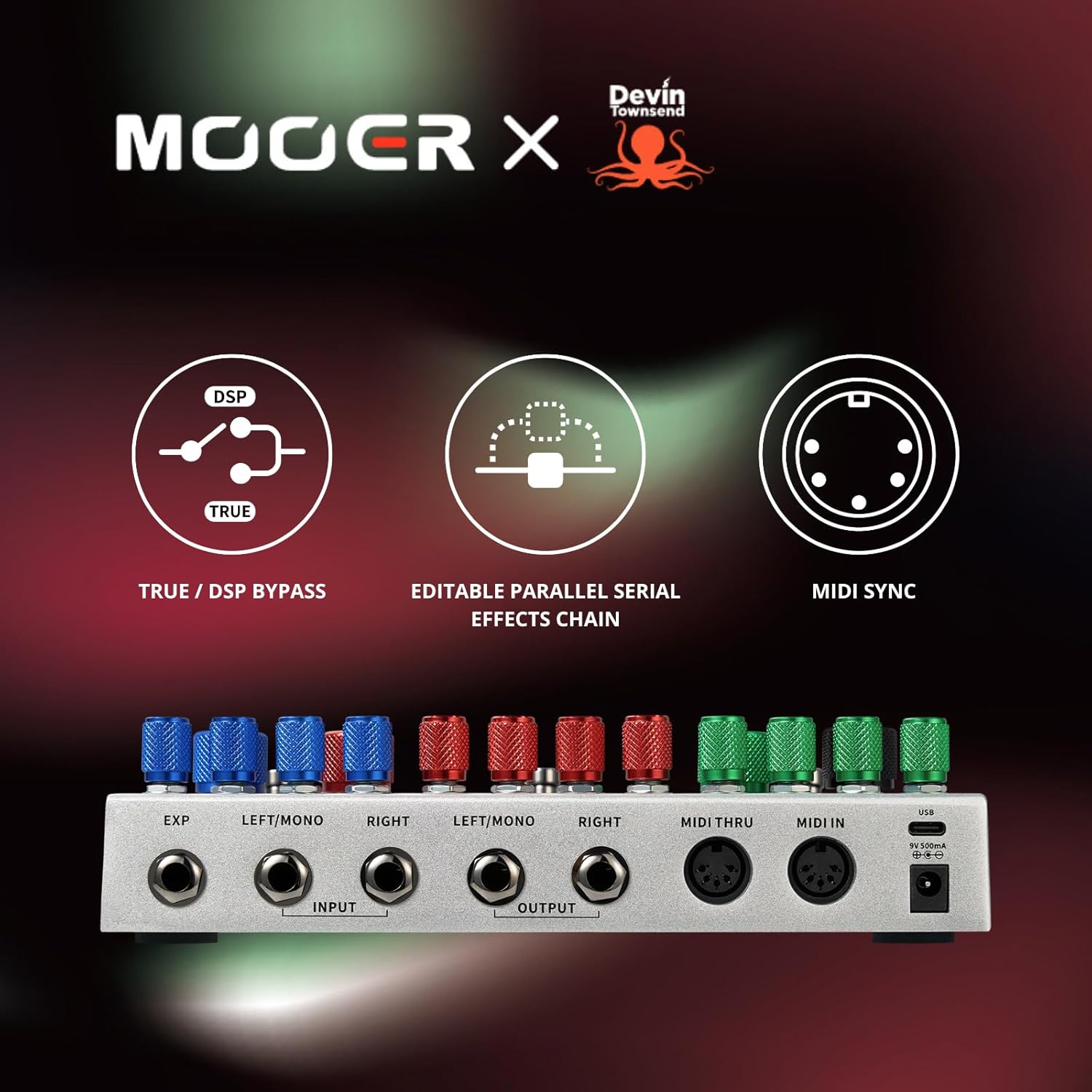 MOOER Ocean Machine II Premium Dual Delay, Reverb and Looper Pedal Professional Ambient Pedal for Multiple Instruments, Guitar, Bass, Keyboards