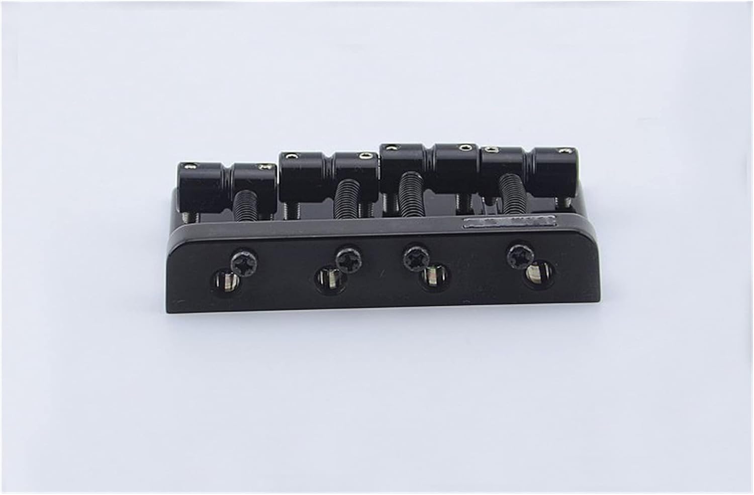 Guitar Bridge System Set 4 Strings Electric Bass Bridge (Black) Brass Saddle
