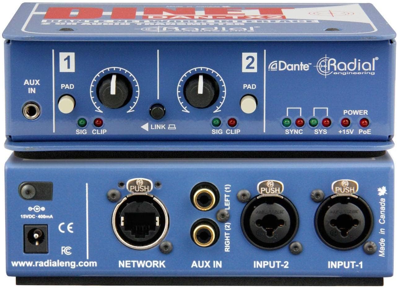 Radial DiNET DAN-TX2 2-Channel Dante Network Transmitter