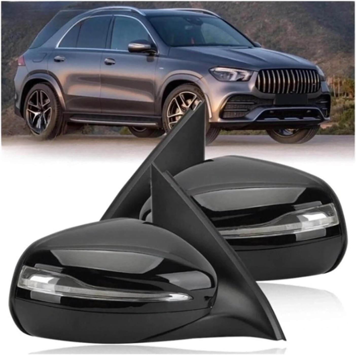 2Pcs Car Side RearView Mirror Black Compatible With Benz GLE CLASS GLE350 GLE63 AMG 1678109700 1678100893 Car Accessories