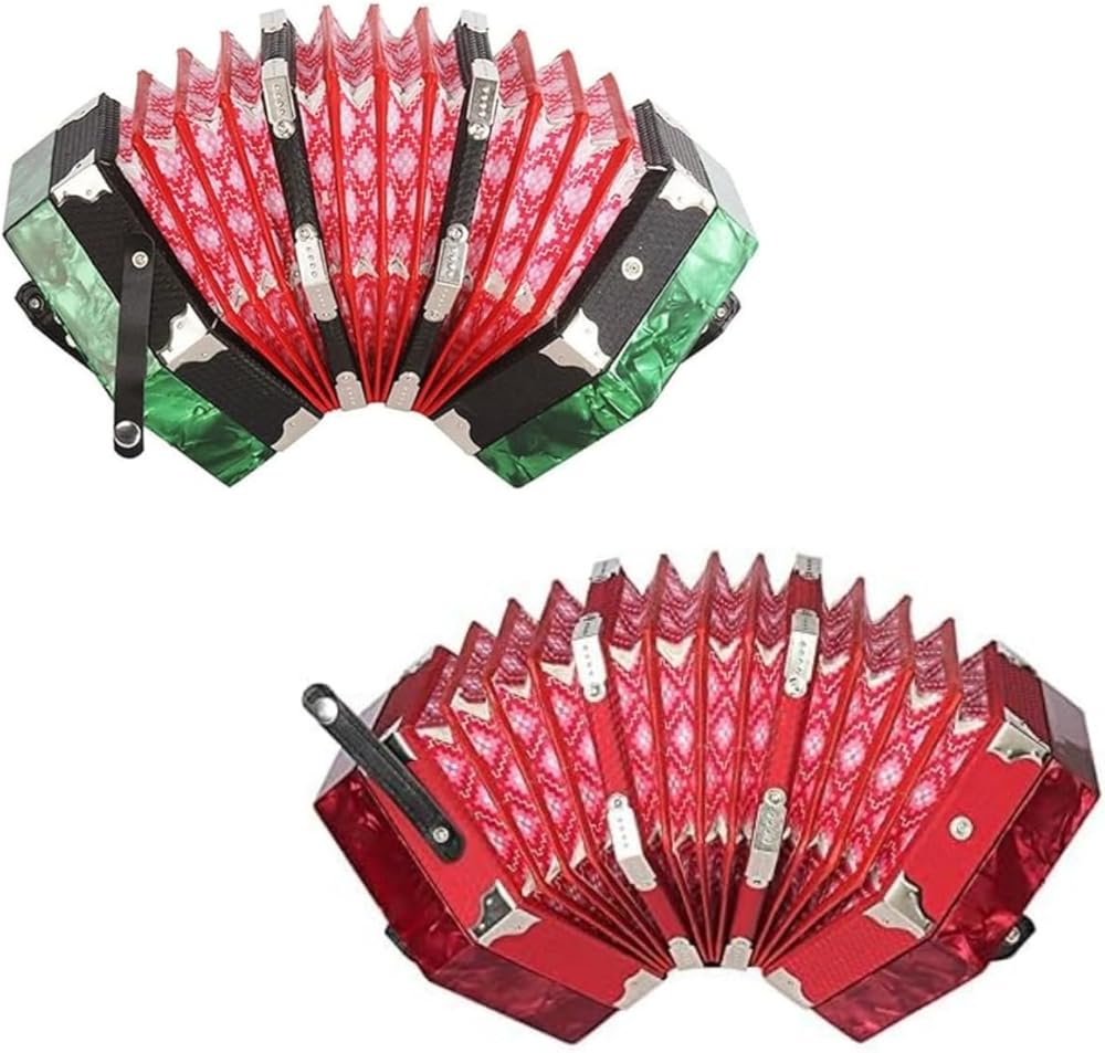 Cncertina Accordion 20-Button 40-Reed And Concertina Accordion 20-Button 40-Reed Anglo Style with Carrying Bag (Red)