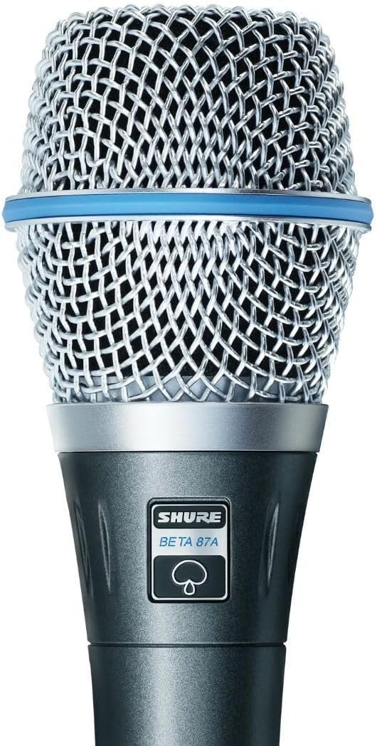Shure BETA 87C Studio Grade Vocal Microphone with Built-in Pop Filter - Single Element Cardioid Condenser Mic with A25D Mic Clip and Storage Bag, Ideal for Studio Recording and Live Performances