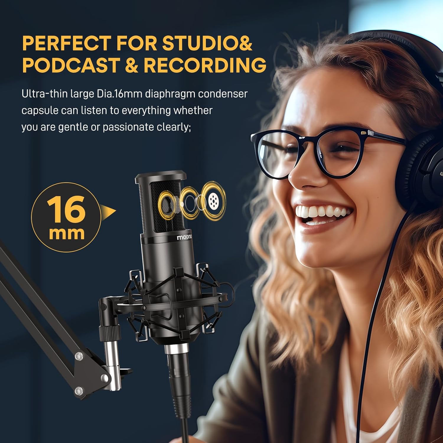 MAONO XLR Microphone, PM320S & PD100 Podcast Cardioid Studio Recording Mic for Streaming, Podcasting, Singing, Voice-Over, Vocal, Home-Studio, YouTube, Skype, Twitch