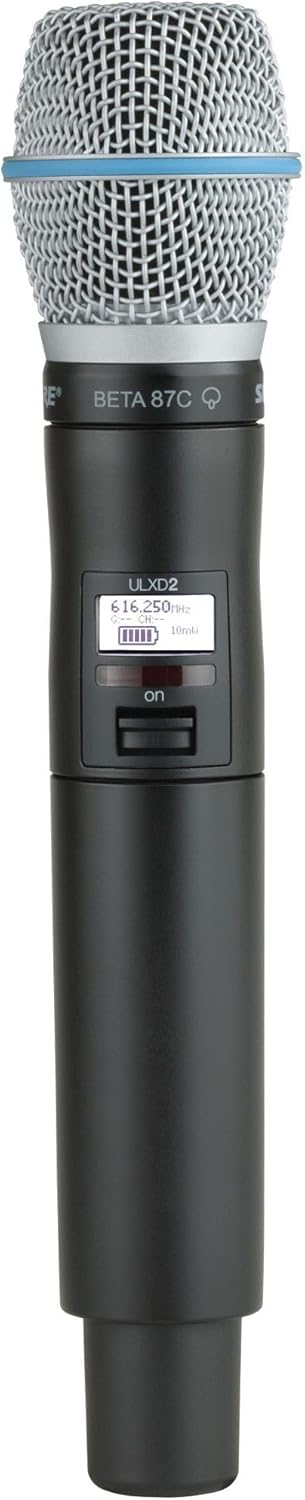 Shure ULXD2/B87C Handheld Transmitter with BETA 87C Vocal Mic Capsule - for use with ULX-D Digital Wireless Microphone Systems, Receiver Sold Separately | G50 Band (ULXD2/B87C=-G50)