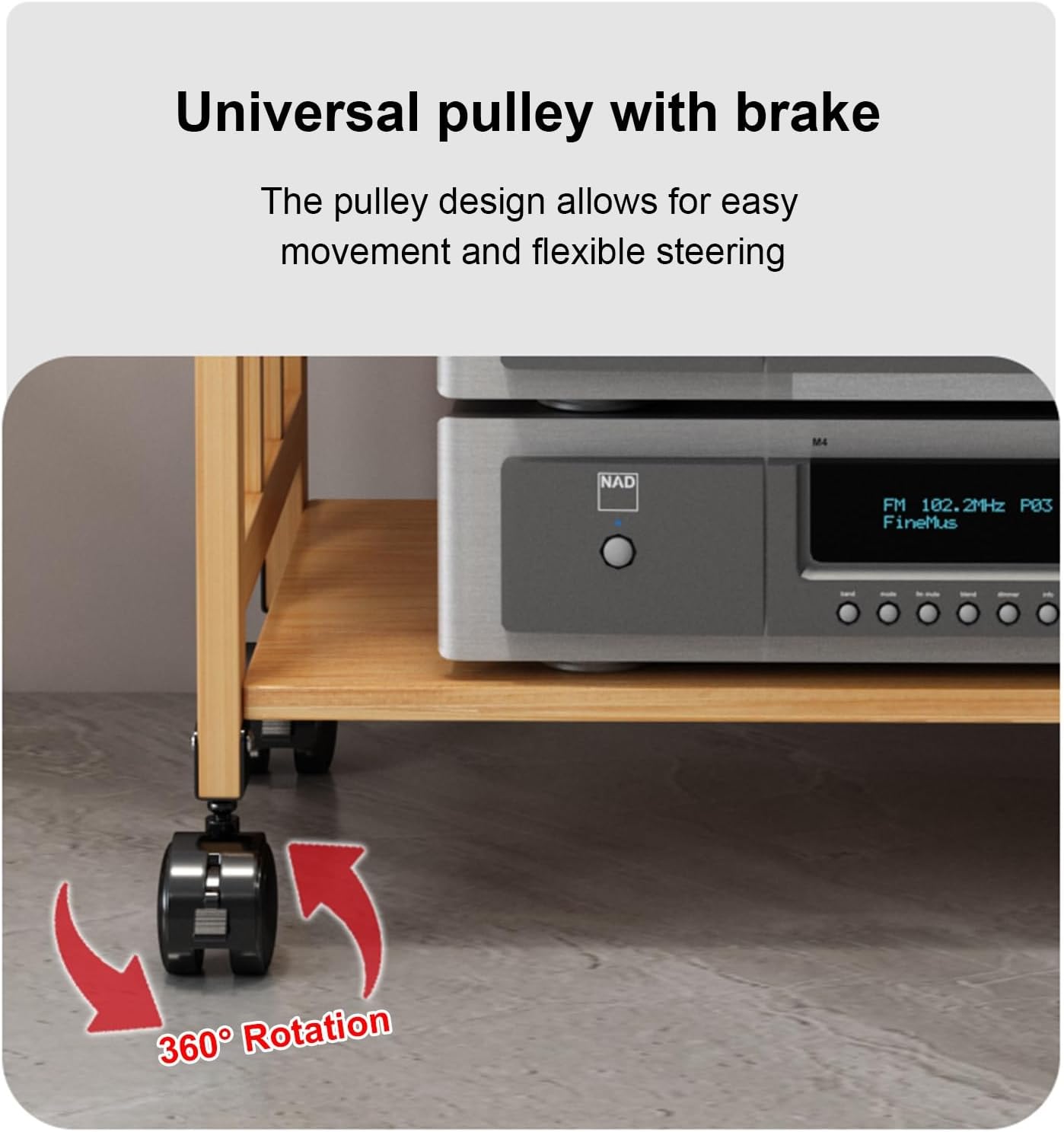 Speaker Shelf Wall Mount Entertainment Stand, Vinyl Record Shelf for Bedroom, 5-Tier Shelves Audio Video Record Player Stand Cabinet, for Living Room & Bedroom(Wood Color,60 * 38 * 80cm)