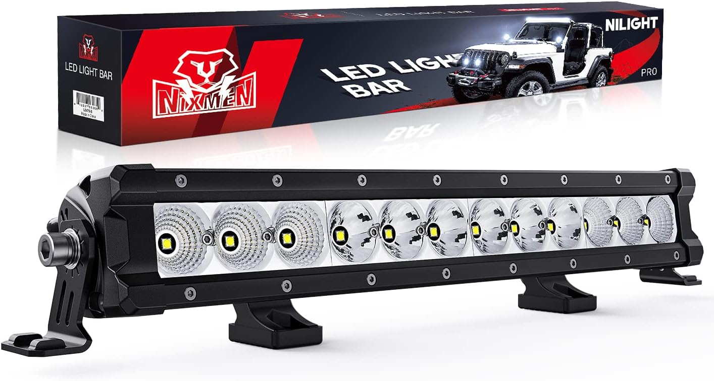 Nilight LED Light Bar 16 Inch 60W Flood Spot Combo Beam 7200LM v Offroad Single Row Slim LED Driving Lighting for Pickup Truck SUV ATV UTV Boat Jeep