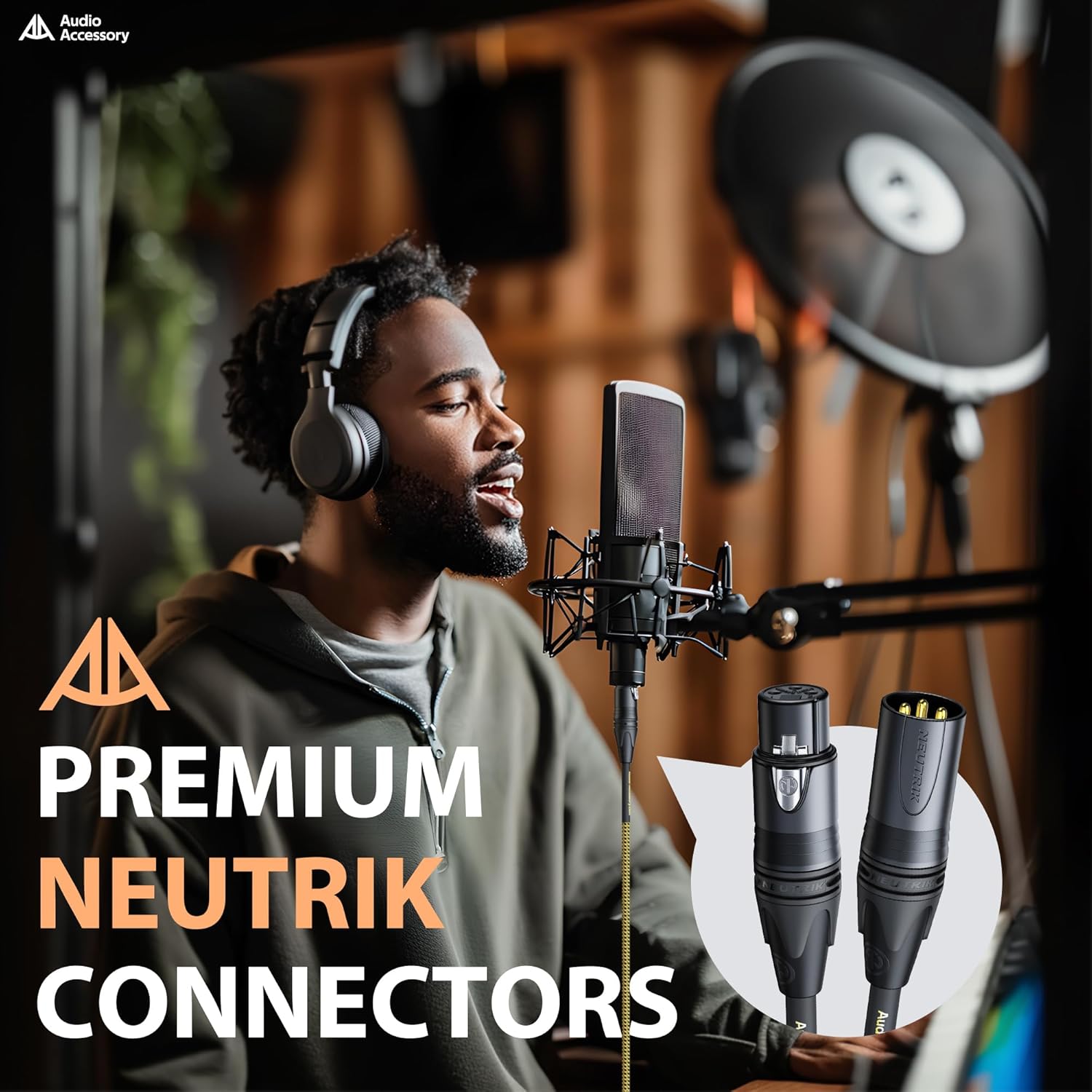 Gold Series Star Quad XLR Cables 2 Pack (10ft+15ft), Neutrik Connectors, 19AWG Microphone Cable, Kevlar-Reinforced Nylon Braided Handmade Mic Cable, 100% Coverage OFC Braid and Al-Foil Shielding