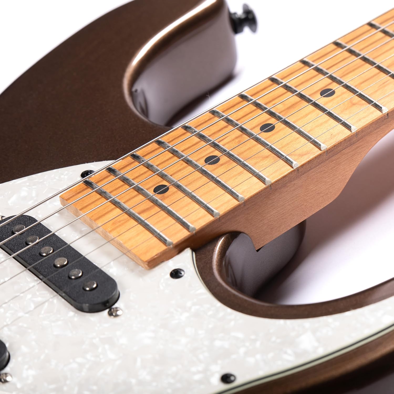 Grote Solid Electric Guitar GSTM-3 Metallic Finish Poplar Body Maple Neck Maple Fretboard (Brown)