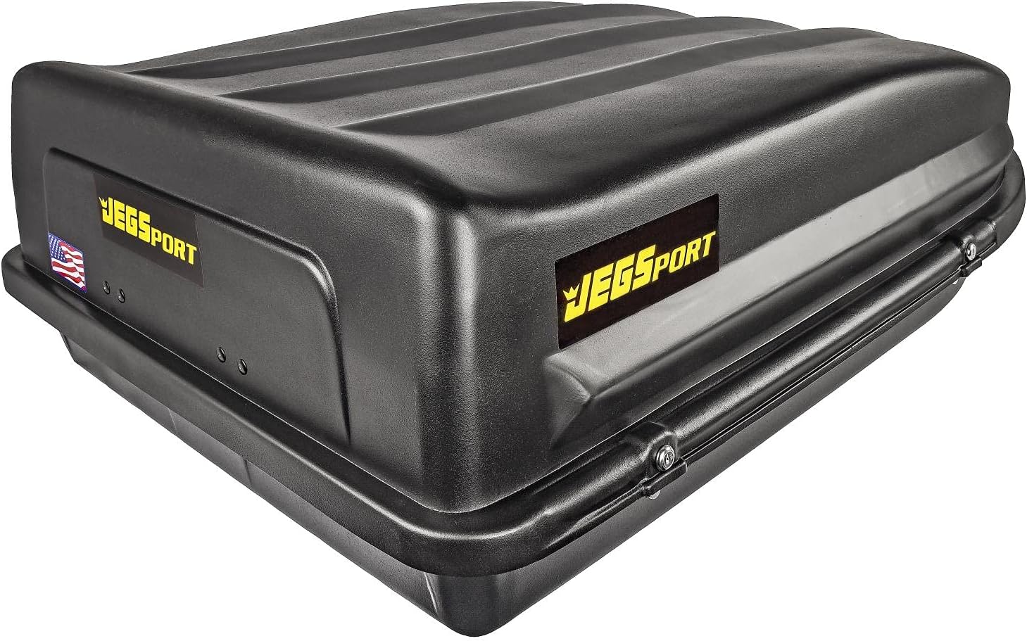 JEGS Rooftop Cargo Carrier for Car Storage - Large Roof Rack Style Carrier - Heavy Duty Weatherproof Storage - Made in USA - 18 Cubic Ft - 110 Lb Capacity - Aero Hard Shell
