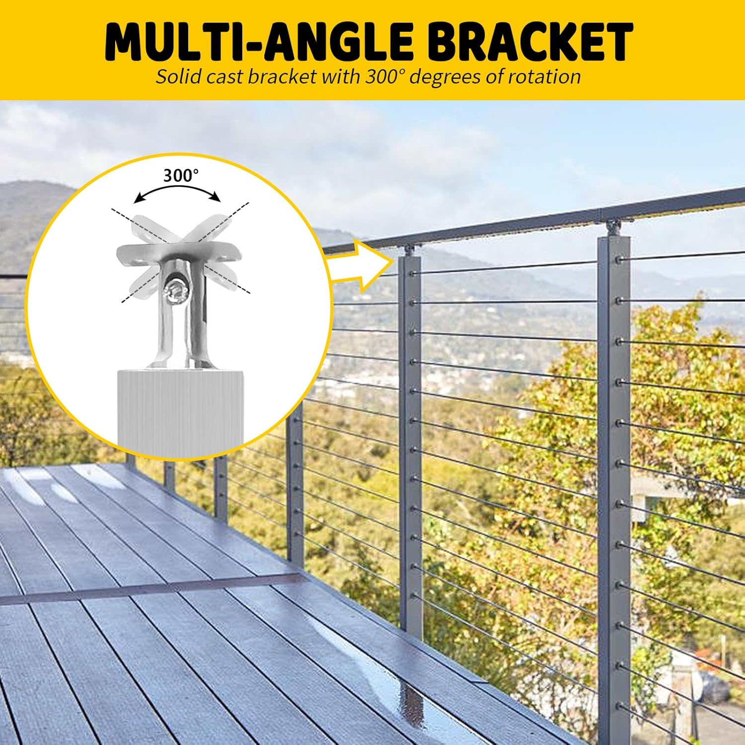 Wall Mount Stair Cable Railing Post 42