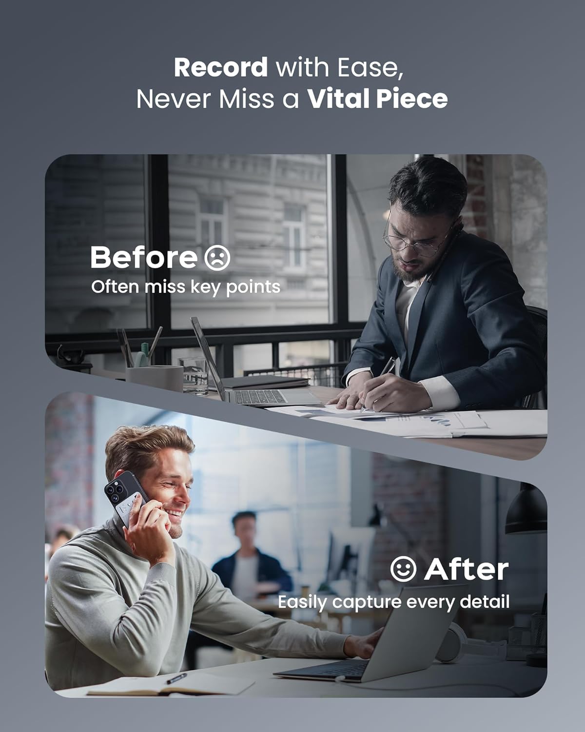 AI Voice Recorder, Transcribe & Summarize AI Audio Recorder, Support 121 Languages, 64GB Memory, Wireless Charging, App/Web Control, Digital Recording Device for Lectures, Meetings, Calls, Silver