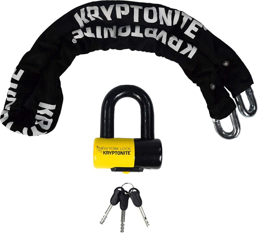 Kryptonite New York Legend 1515 Bike Chain Lock, 5 Feet Long 14.5mm Steel Chain 14.7 Pounds Heavy Duty Anti-Theft Bicycle Chain Lock with Keys, 10/10 Security Rating for E-Bike, Motorcycle, E-Scooter