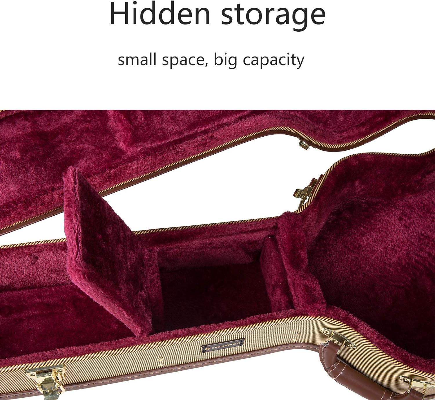 Crossrock Wooden Guitar Case Fits 335 Style 6-String Semi-Hollow Electric Guitars- Stainless Steel Latches, Sponge Lining, Metal Feet, Storage Space-Vinyl Tweed (CRW620SATW)