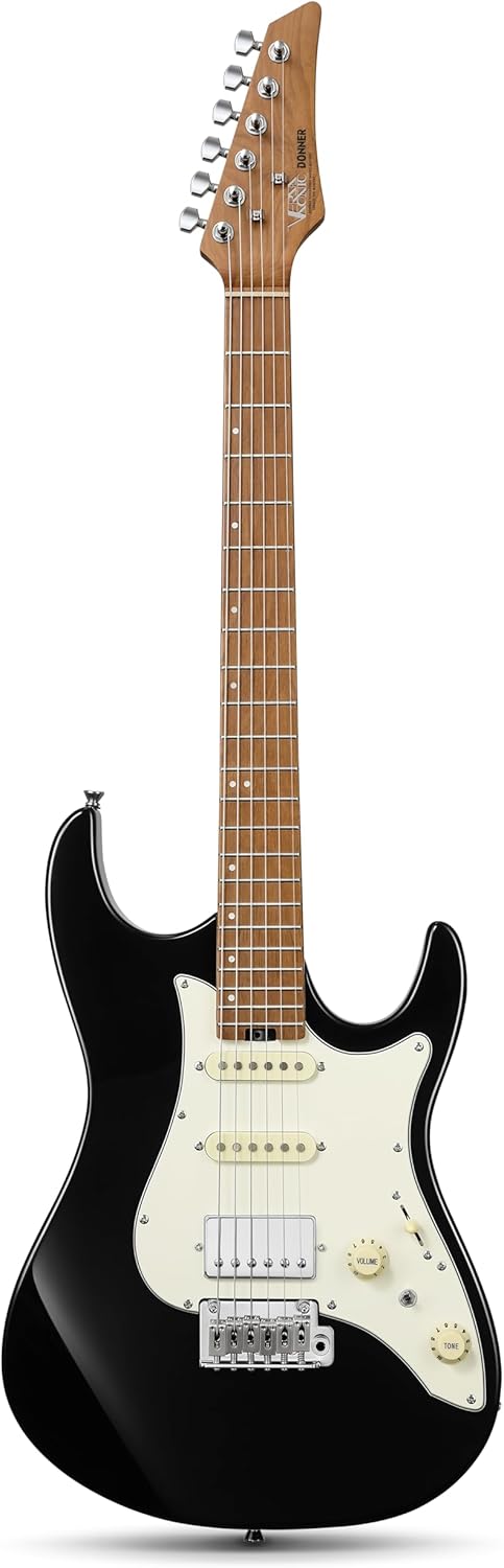 Donner 39 Inch Electric Guitar, DST-550 Solid Poplar Body Electric Guitar for Intermediate & Pro Players, Black with Donner Electric Guitar Amp 20W, DEA-20 Guitar Amplifier with Reverb Effects