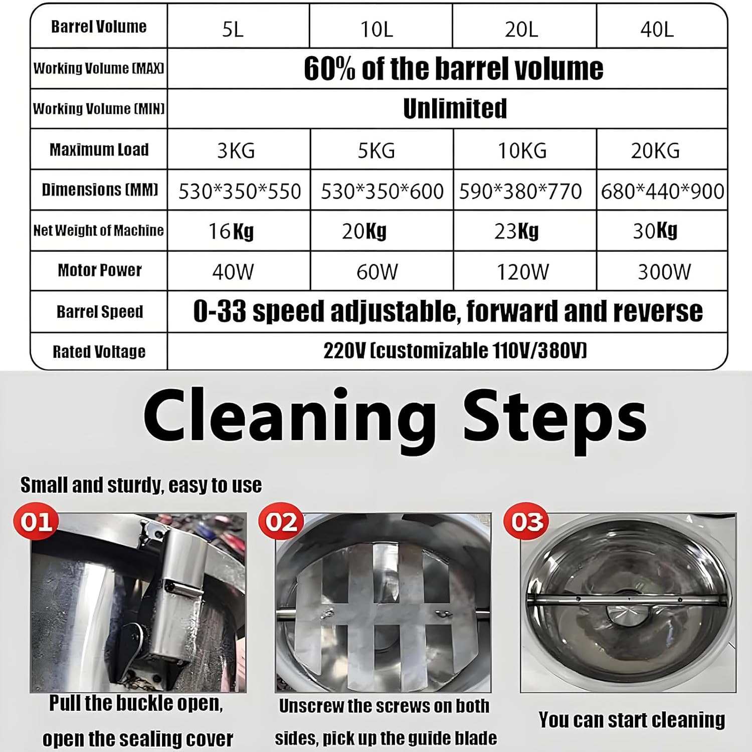 Lab Dry Powder Mixer Mixing Machine,Pharmaceutical Powder Mixing Machine, Chemical Powder Blending Machine, 304 Stainless PowderBlenderLab Dry Dough Powder DrumMixer 20L