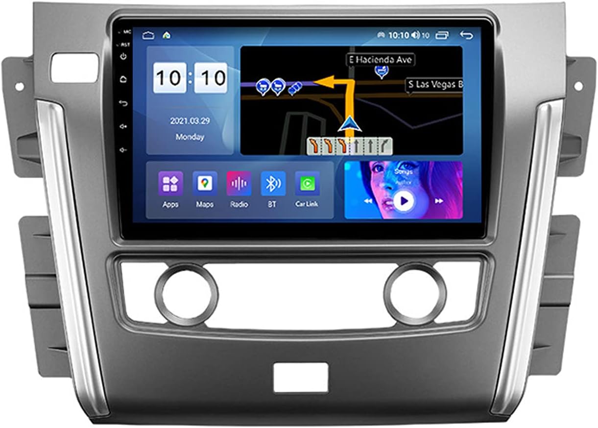 Car Stereo Head Unit Touch Screen MP5 Player Supports Mirror Link Steering Wheel Control AUX USB FM/AM 1080P Video Bluetooth, Suitable for Nissan Patrol Y62 2010-2020