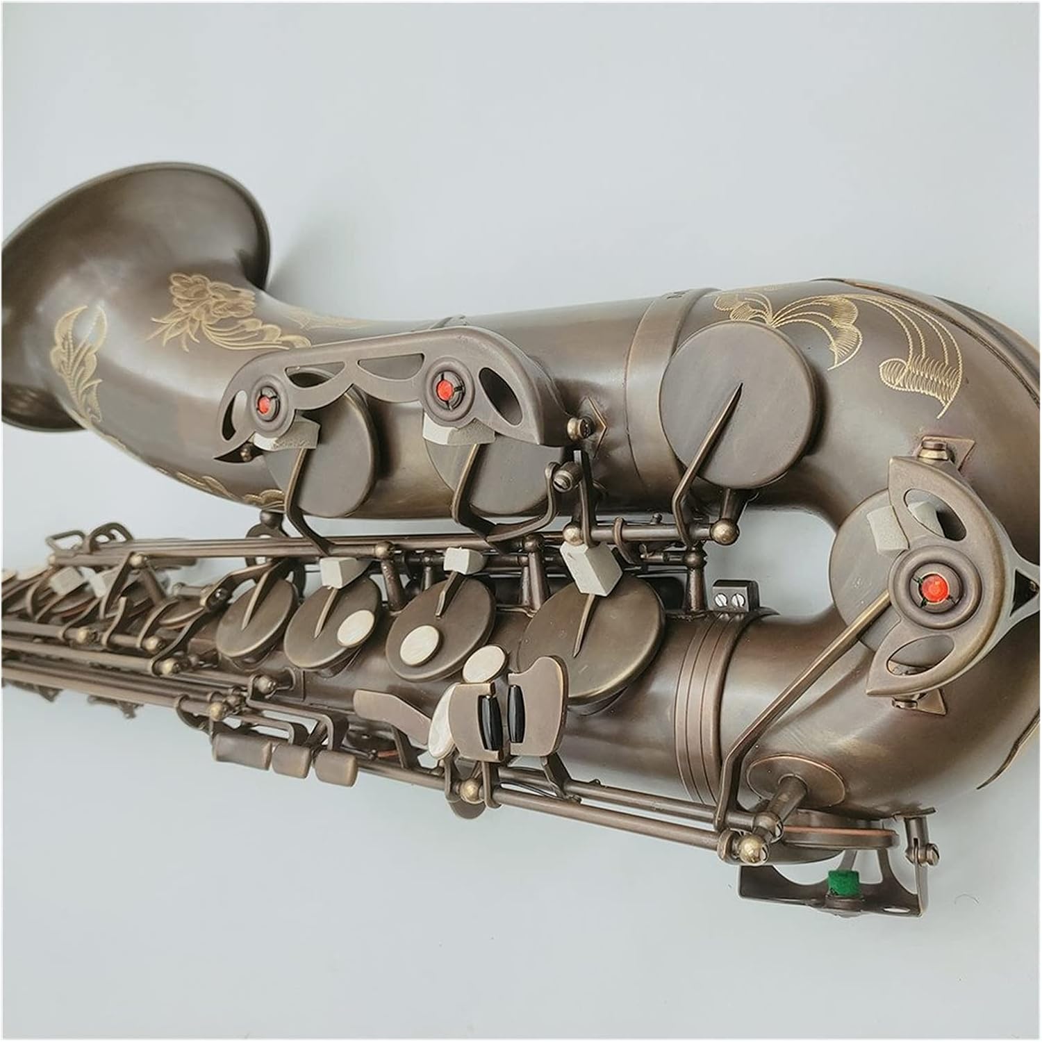 Tenor Saxophone Bb Tune Antique Copper Woodwind Instrument with Case Mouthpiece Student Saxophone (Color : Light Grey)