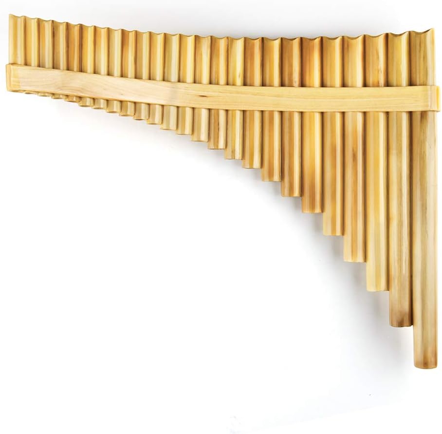 Upscale Romanian Folk Instrument Natural Reed Pan Flute Panpipes G Key Wind Pan flute Flauta Handmade (25 Pipes Right Hand, Wood)
