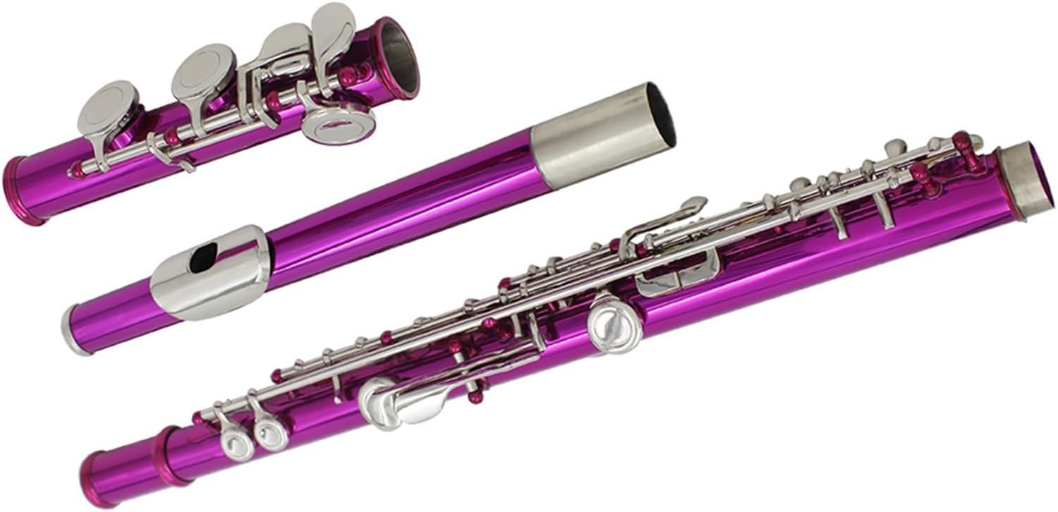Flute 16 Hole C Flute Silver Plated Flute W/E Woodwind Flutes Musical Instruments (Color : Rose Pink)