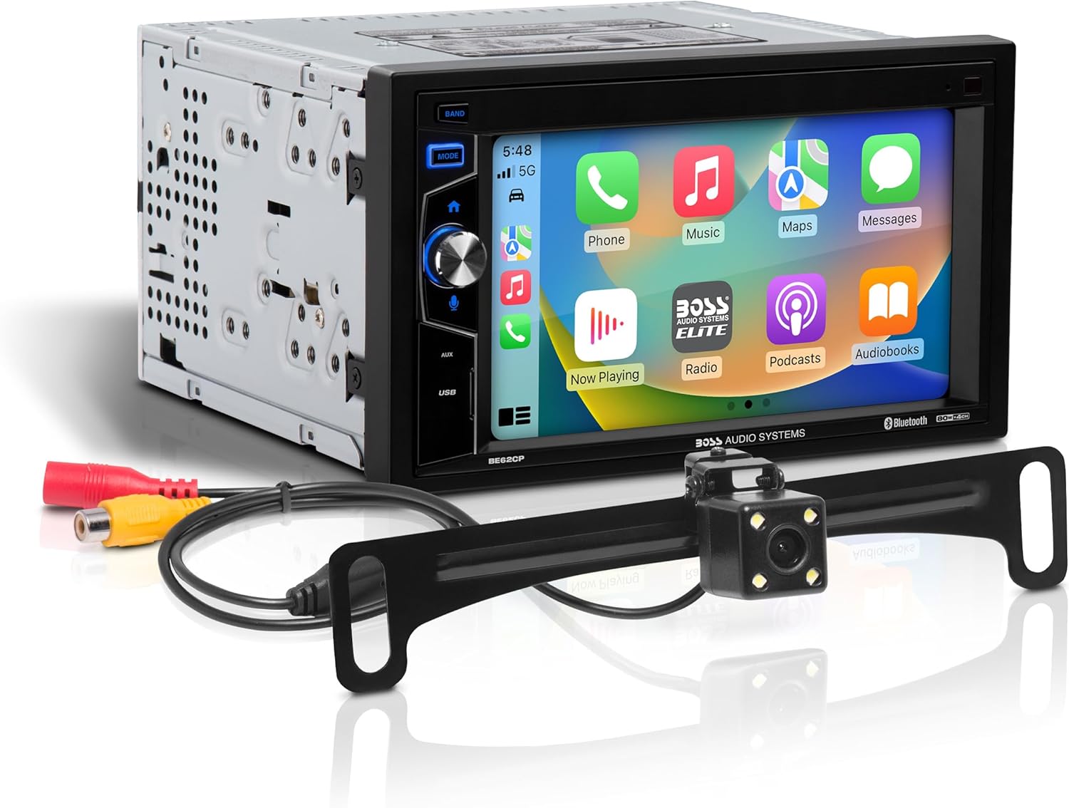 BOSS Audio Systems Elite Series BE62CP-C Car Stereo - Apple CarPlay, 6.2 Inch Double Din, Touchscreen, Bluetooth Audio and Calling Head Unit, Radio Receiver, No CD DVD Player, Backup Camera
