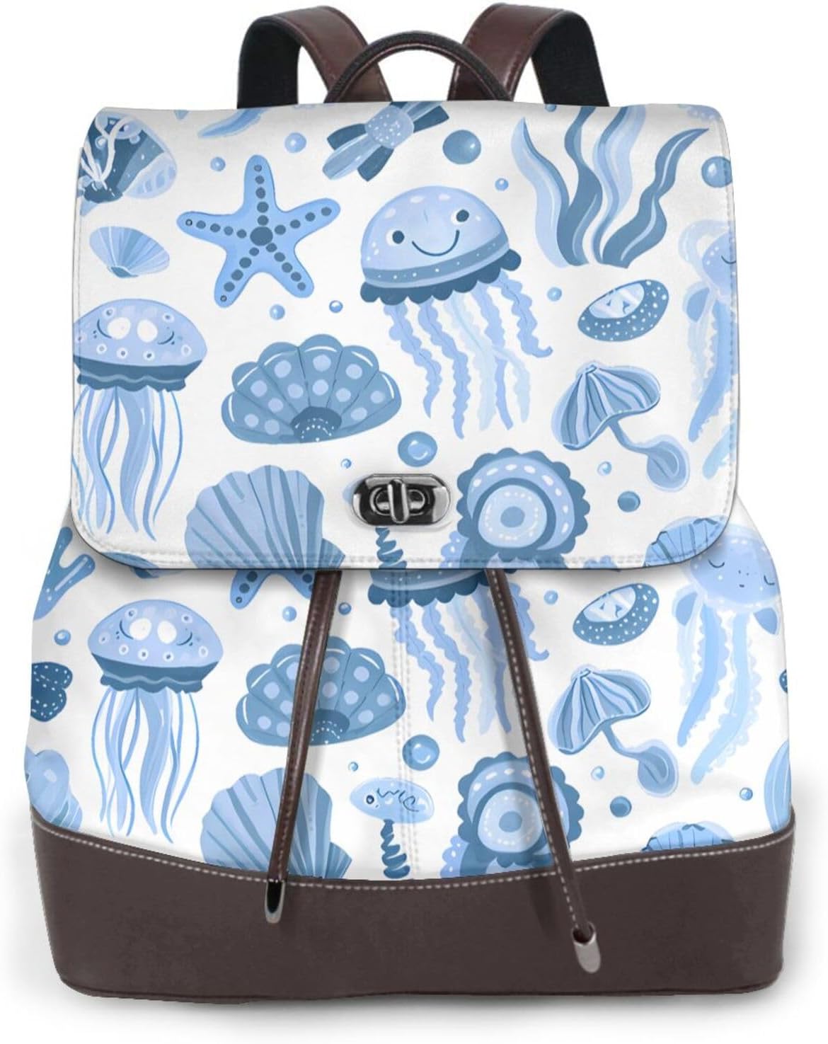 Ocean Theme for Womens Backpack Purse Microfiber PU Anti-theft Large Fashion Designer Travel Bag Ladies Shoulder Bags