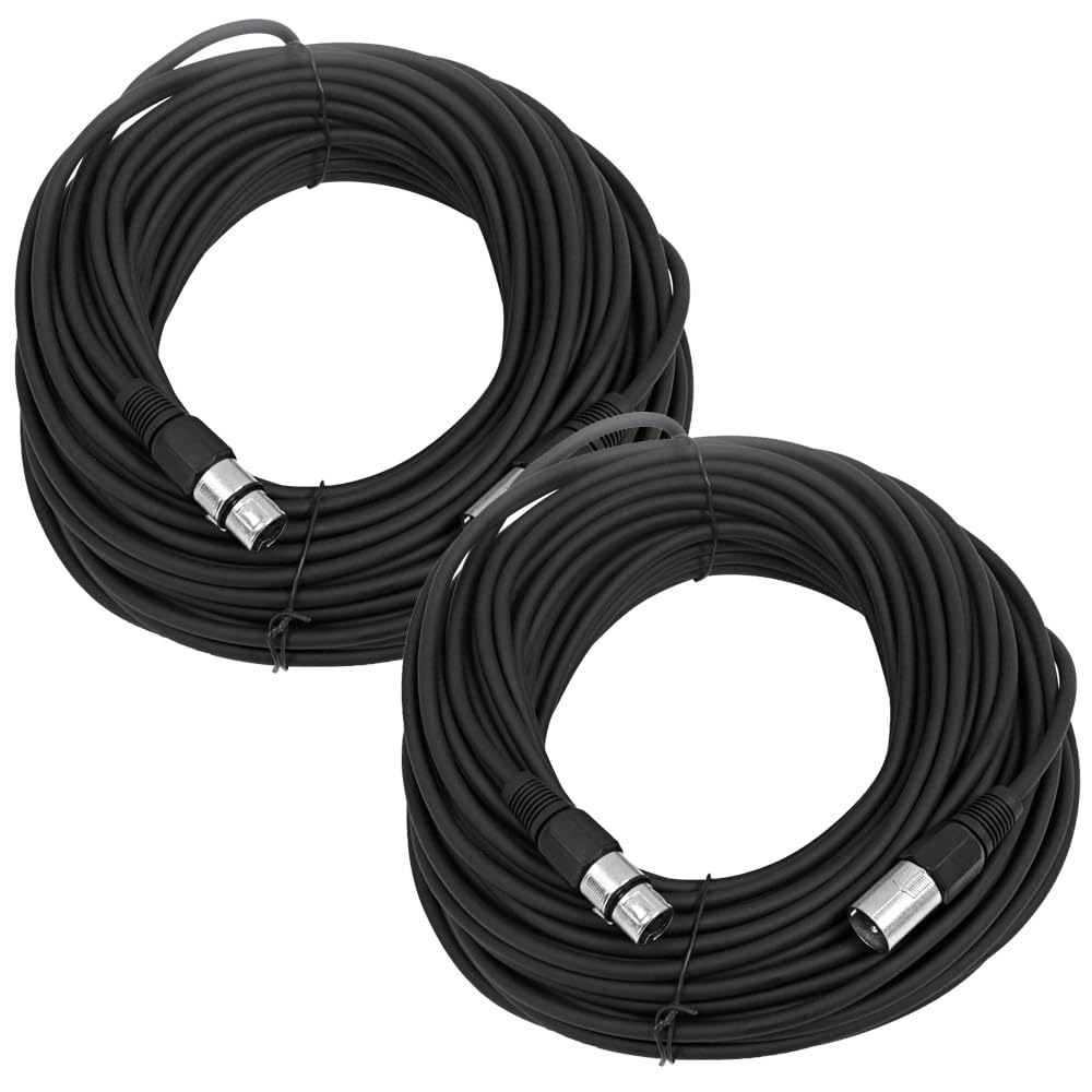 Seismic Audio - SAXLX-100 - Pair of Black 100 Foot XLR Microphone Cables Mic Cords