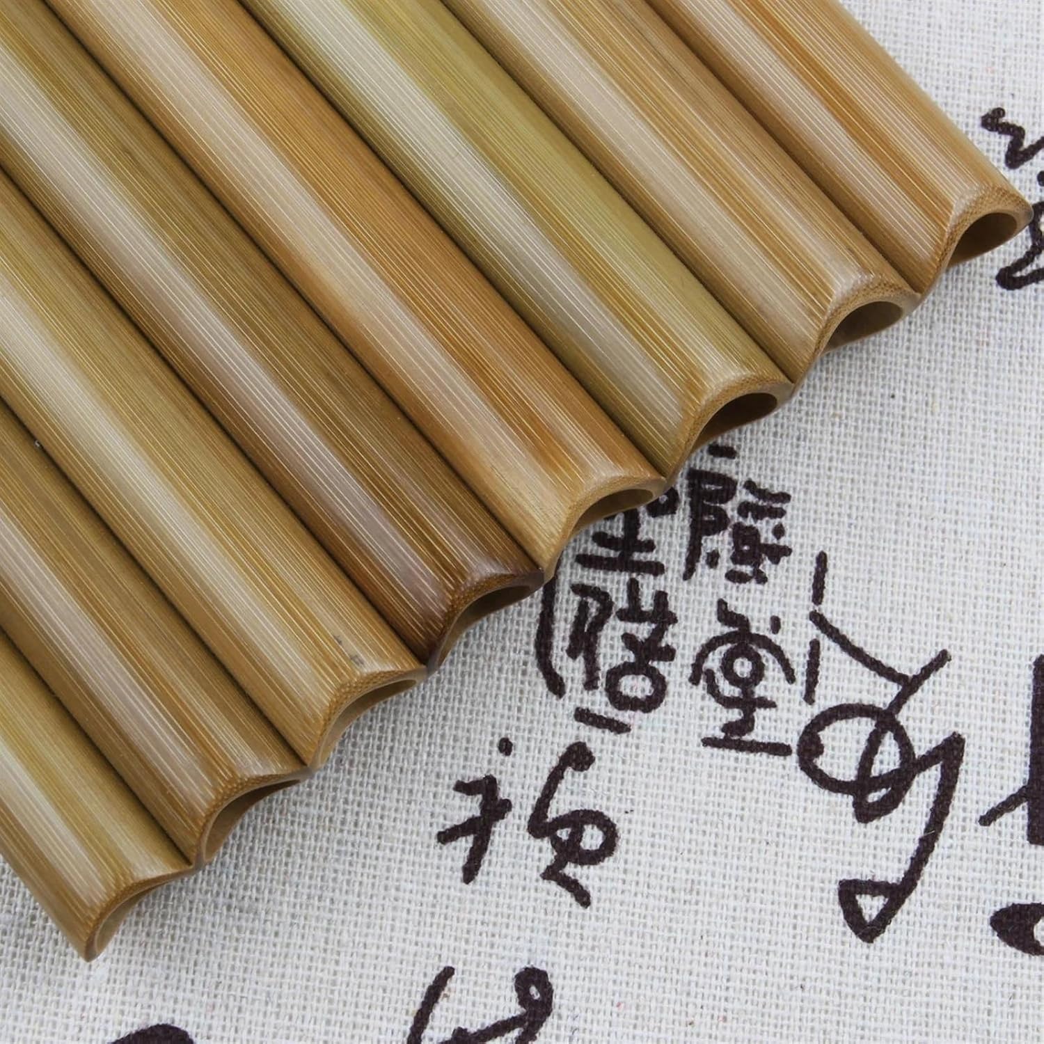 8 Pipes Pan Flute Woodwind Instrument Chinese Traditional Musical Instrument (Color : Right Natural color)