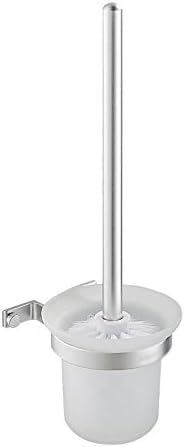 Chrome Round Wall Mounted Toilet Brush and Frosted Glass Toilet Brush Holder Easy to Install & Very Convenient to Use
