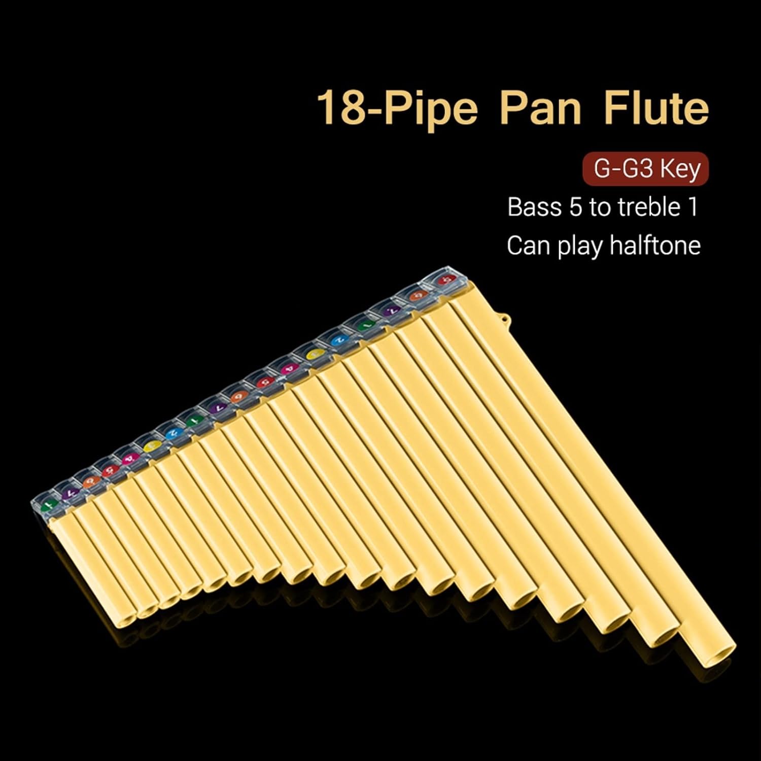 18-Pipe Pan Flute G-G3 Key Pan Pipes ABS Panpipes Chinese Traditional Woodwind Instrument with Bag (Color : 1)