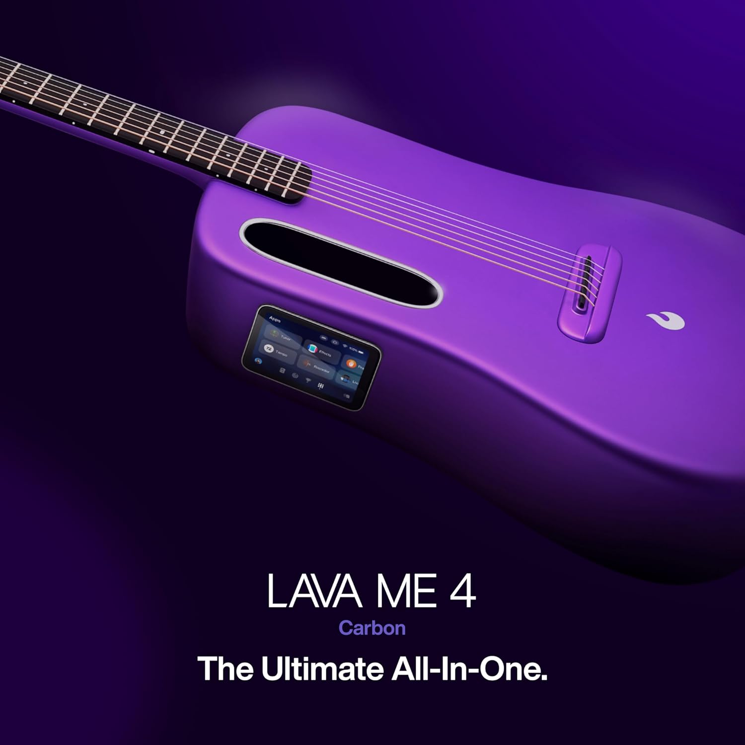 LAVA ME 4 Acoustic Electric Guitars Carbon Fiber Travel Smart Audio Guitar with 3.5 inch TouchScreen, HILAVA 2.0 System, Right-handed, FreeBoost 3.0, Airflow Bag (36INCH Purple)