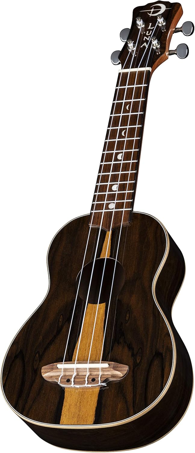 Luna Guitars Ziricote, 4-String Soprano Ukulele with Gigbag, Small (UKE ZIRI S)