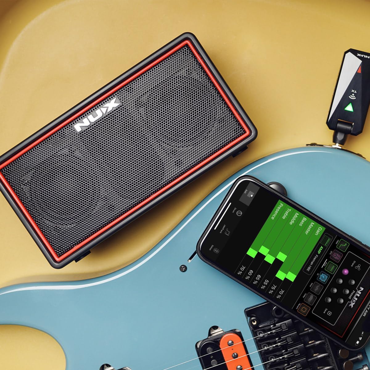 NUX Mighty Air Wireless Stereo Modelling Guitar/Bass Amplifier with Bluetooth, Mobile App, User Friendly Music Player, Up to 18 Hours Playing Time