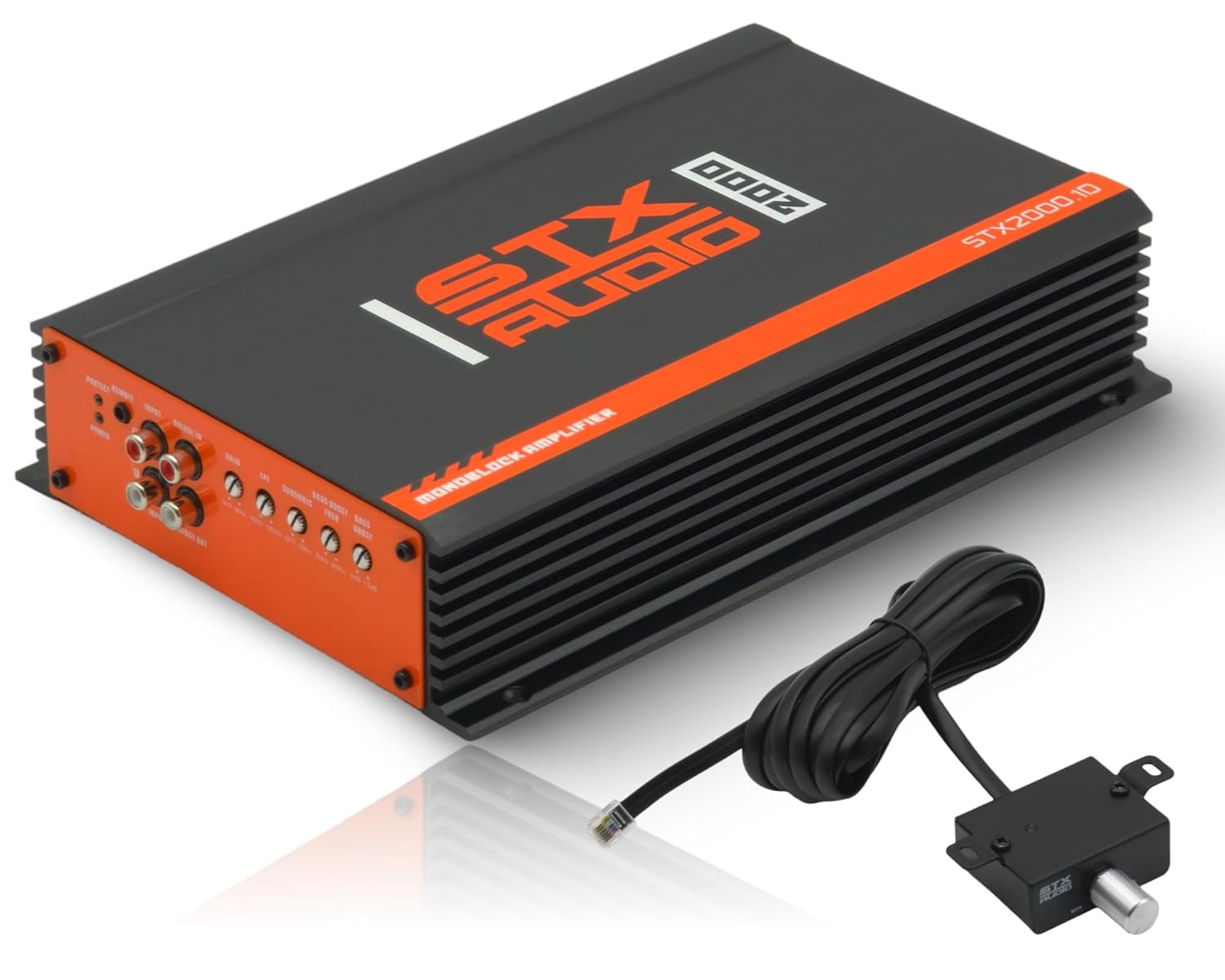 STX Audio STX2000.1D 2000-Watt Monoblock Class D Amplifier, 1 Ohm Stable, 1000W RMS, MOSFET Circuit Design, Low Pass Filter for Car Audio Systems