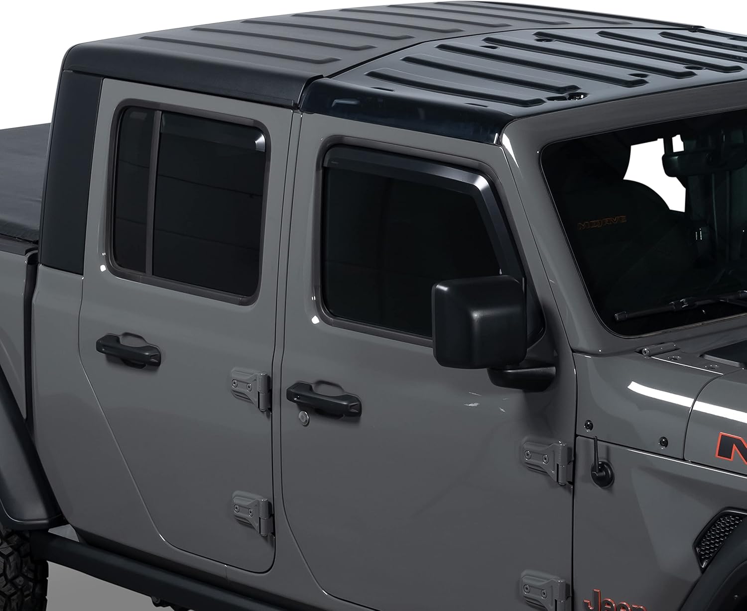 Putco Element Matte Black Window Deflectors - Fits 2020-2025 Jeep Gladiator / 2018-2025 Jeep Wrangler - in Channel Installation - Front & Rear Set