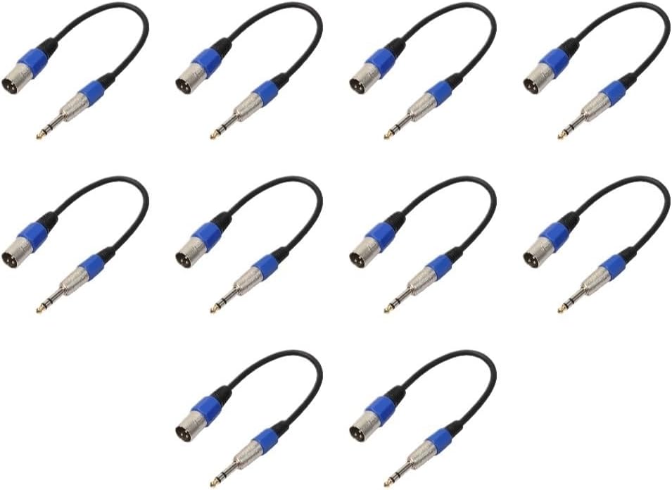 3P XLR Male Ja-ck to 1/4 6.35mm Female Plug Stereo Microphone Adapter Cable(10PCS)