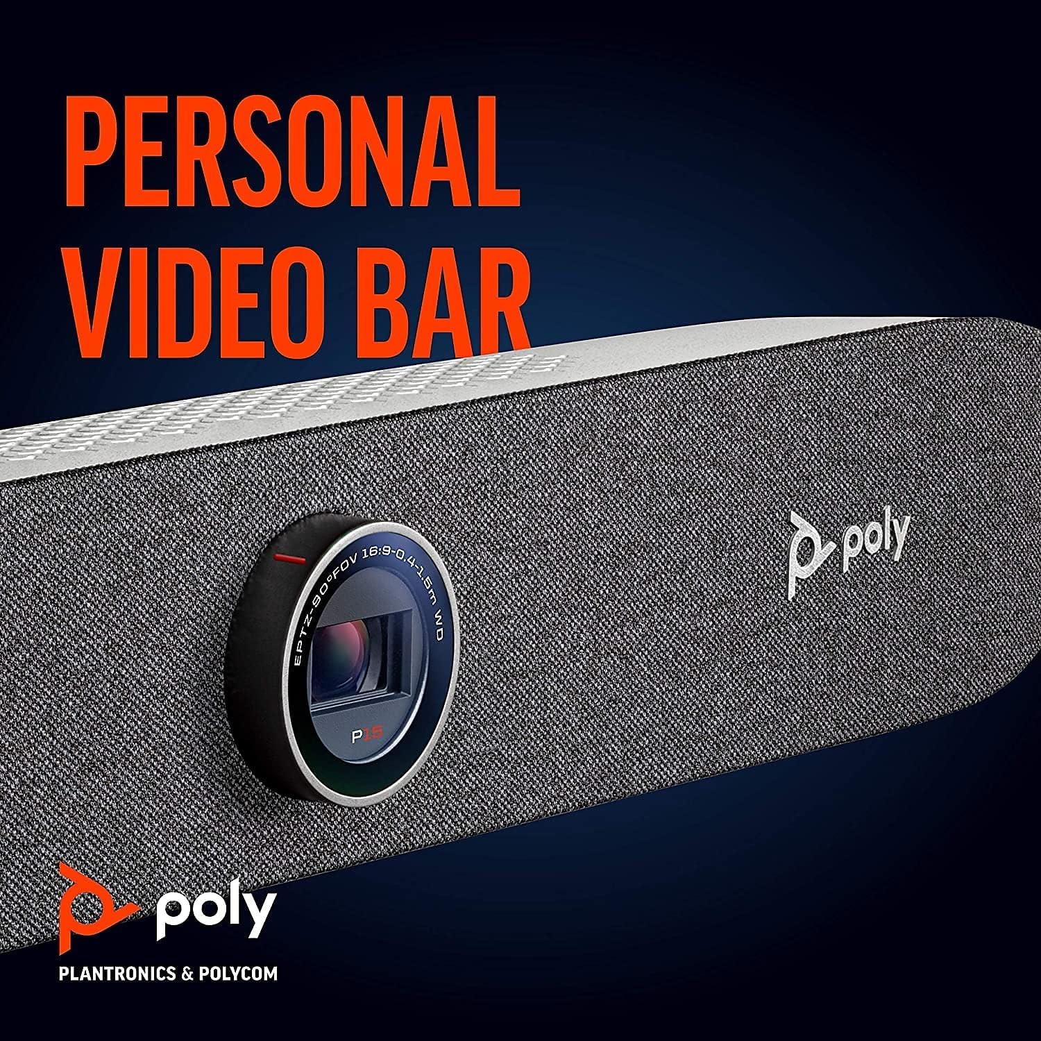 Poly Studio P15 Personal Video Bar (Plantronics + Polycom) - 4K Video Quality - Camera, Microphones & Speaker Solution with Premium Audio & Video - Certified for Zoom and Teams