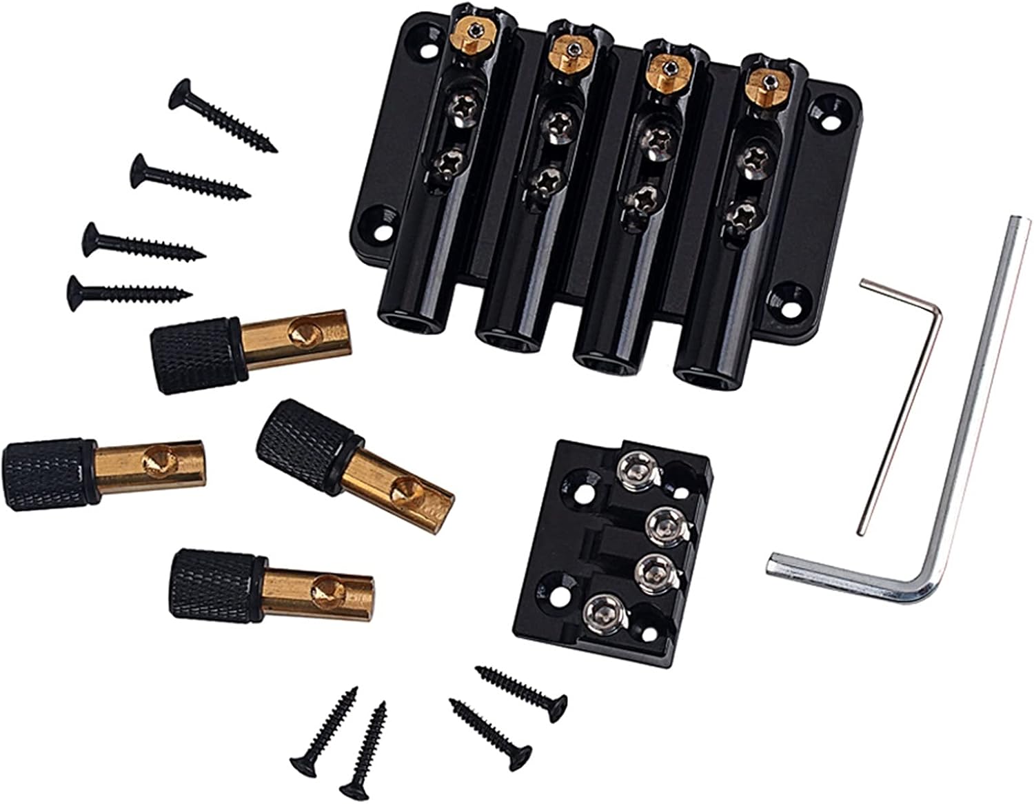 Four Strings Headless Bass Bridge for Bass Guitar Guitar Bridge System Set