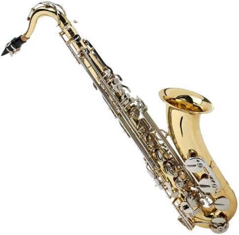 Mendini By Cecilio Tenor Saxophone - B Flat Saxophone for Beginner Musicians Students with Hard Case, Tuner, Mouthpiece, 10 Reeds, Polishing Cloth, Cleaning Rod, Gloves, Strap (Gold Nickel)