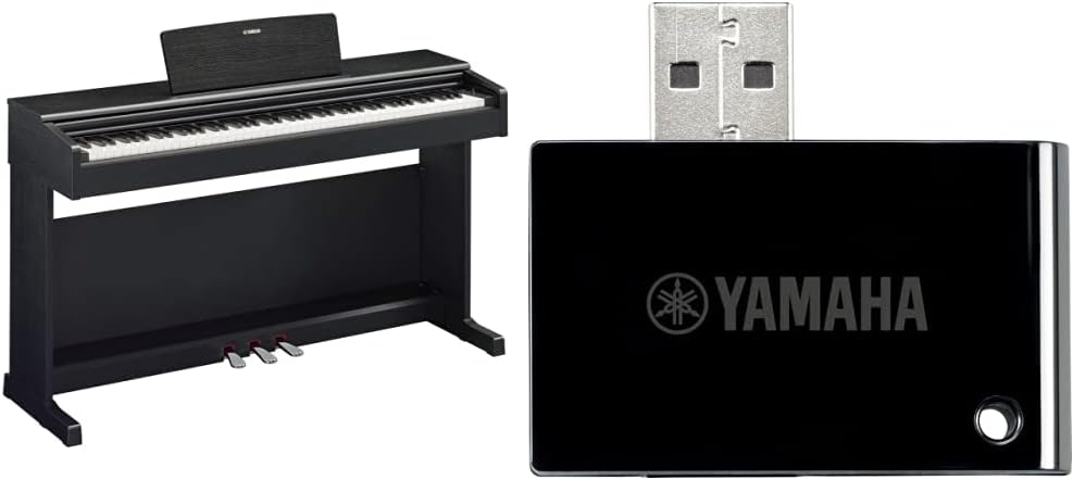 Yamaha YDP145 Arius Series Digital Console Piano with Bench, Black & amaha Wireless USB to Host MIDI Adapter