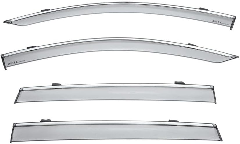 WellVisors Window Visors Wind Deflectors Compatible with Lincoln MKX 2016-2021 with Chrome Trim Rain Guards 3-847LC003