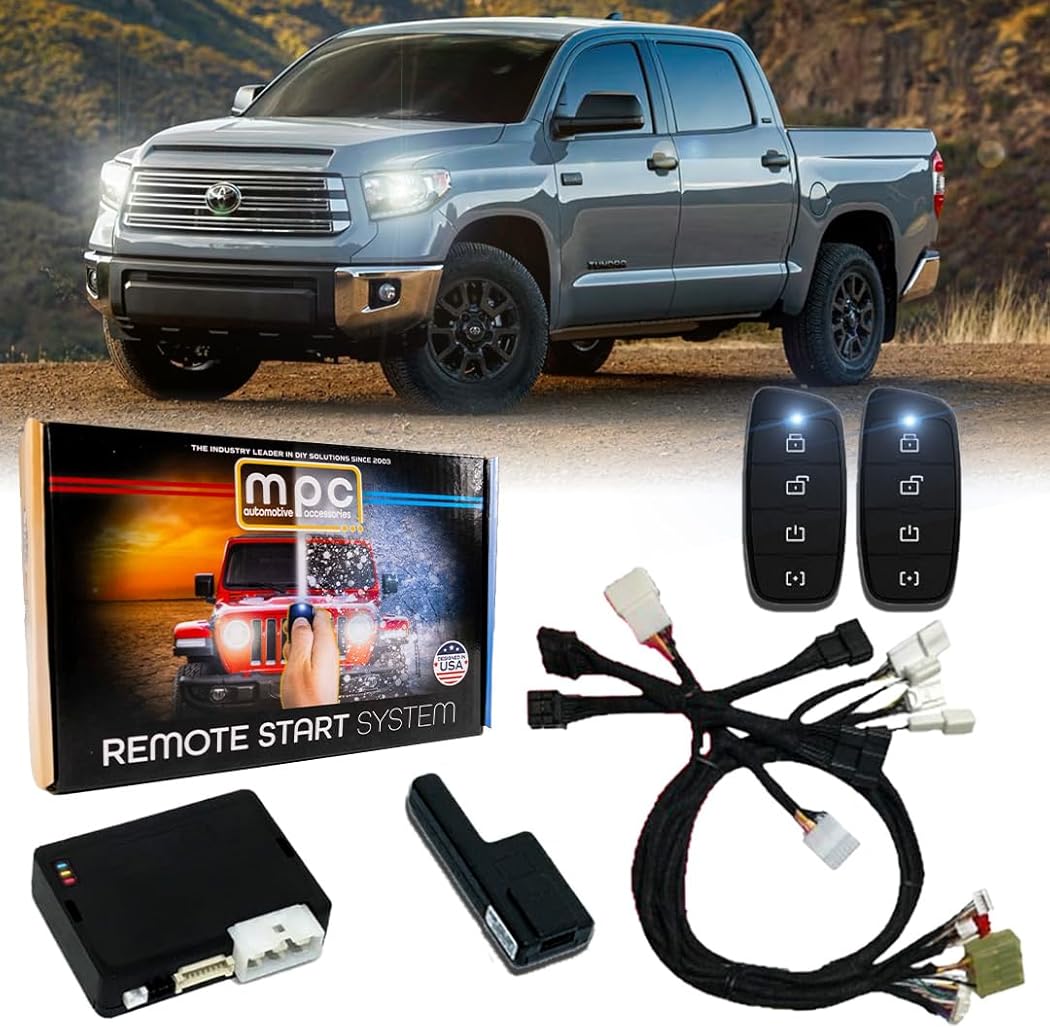 MPC Remote Starter Compatible with 2022-2024 Toyota Tundra Hybrid Push to Start | Plugin T-Harness - (2) Extended Range 4-Button 2-Way Remotes - Up to 3,000 ft - Firmware Preloaded - USA Tech Support