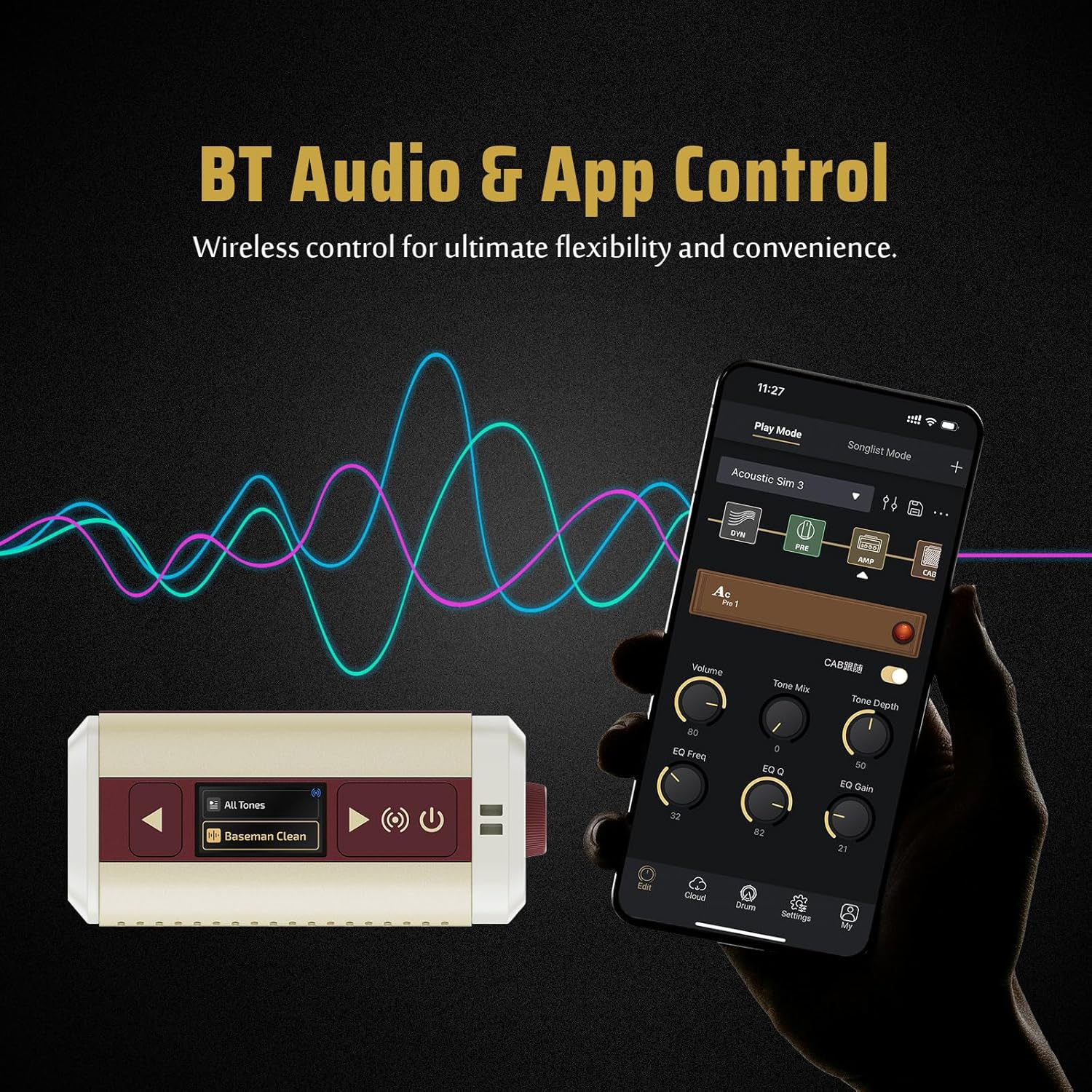 Hotone Multifunctional Modern Mini Modeling Amplifier BT Guitar Bass IR Cabinets with Multi FX Mobile APP(Incl 5 PCS Custom Guitar Picks by VOLKTONE)