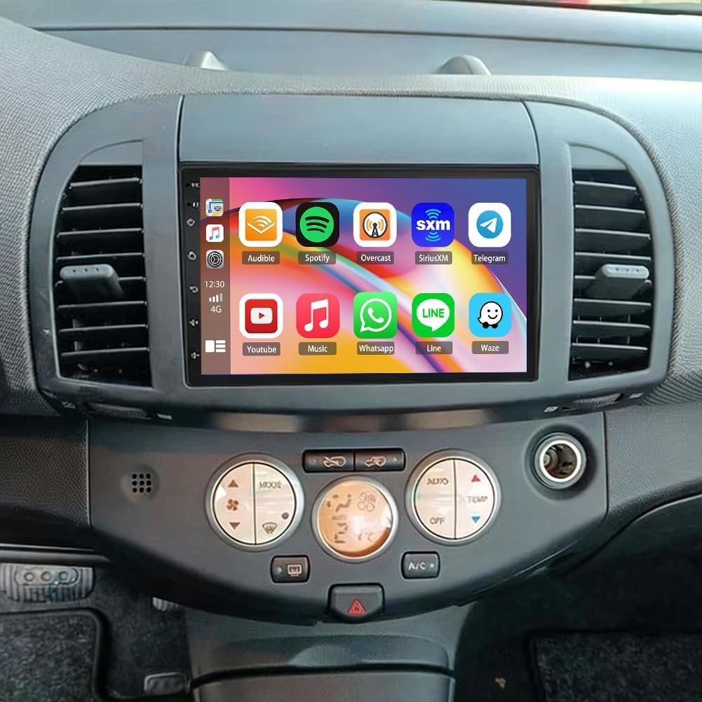8+256G Double Din Radio Stereo for Nissan Micra 2005 with Wireless Carplay & Android Auto,7 Inch Android 15 Car Audio Receiver GPS Navigation Unit with Bluetooth Head Unit WiFi SWC
