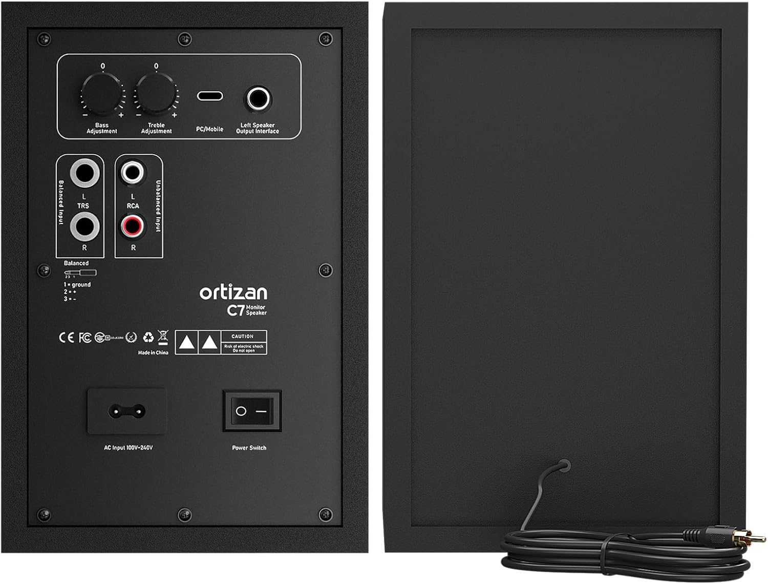 Ortizan C7 Dual-Mode 2.0 Studio Monitors, Active Monitor Speakers for Near Field Music Production, Bluetooth 5.3 Wireless Computer PC Monitor Gaming Bookshelf Speakers(Pair, Black)