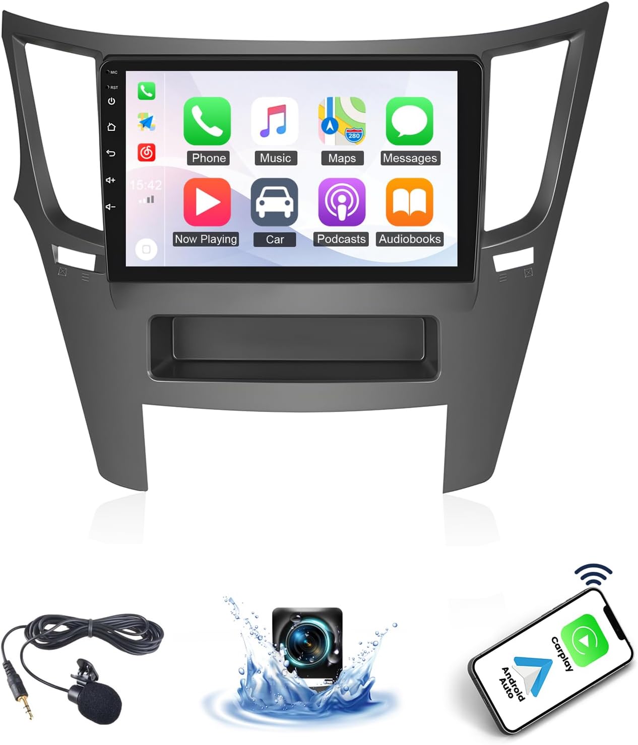 4+64G Android 14 Car Stereo Compatible with Subaru Outback Legacy 2009-2014 Radio Upgrade 9 Inch Touch Screen with Wireless Carplay Android Auto AHD Backup Camera Mirror Link GPS SWC WiFi