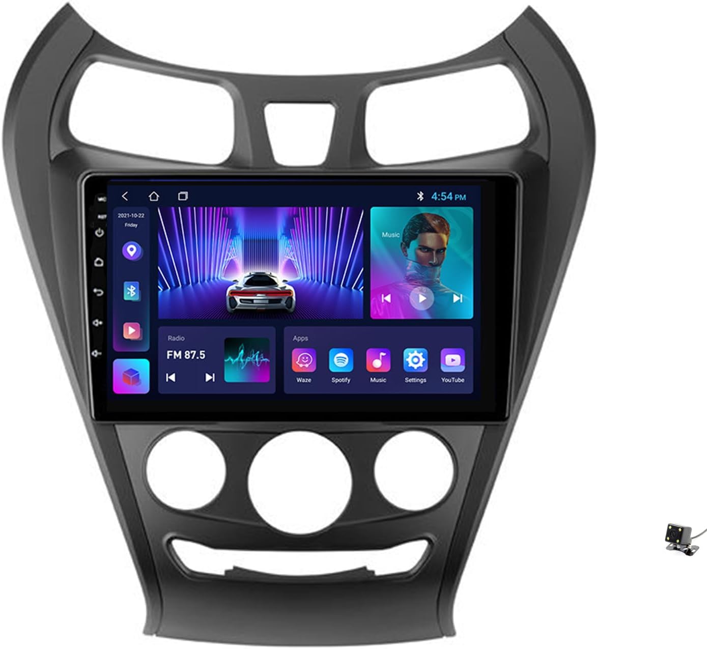 Car-Play & Android Auto Car Stereo Receiver, Android 12 Ultra-Thin Car Radio, Compatible with Hyundai Eon 2012-2019, Bluetooth 5.0/5 Sets of UI, 9'' Touchscreen FM RDS SWC Camera