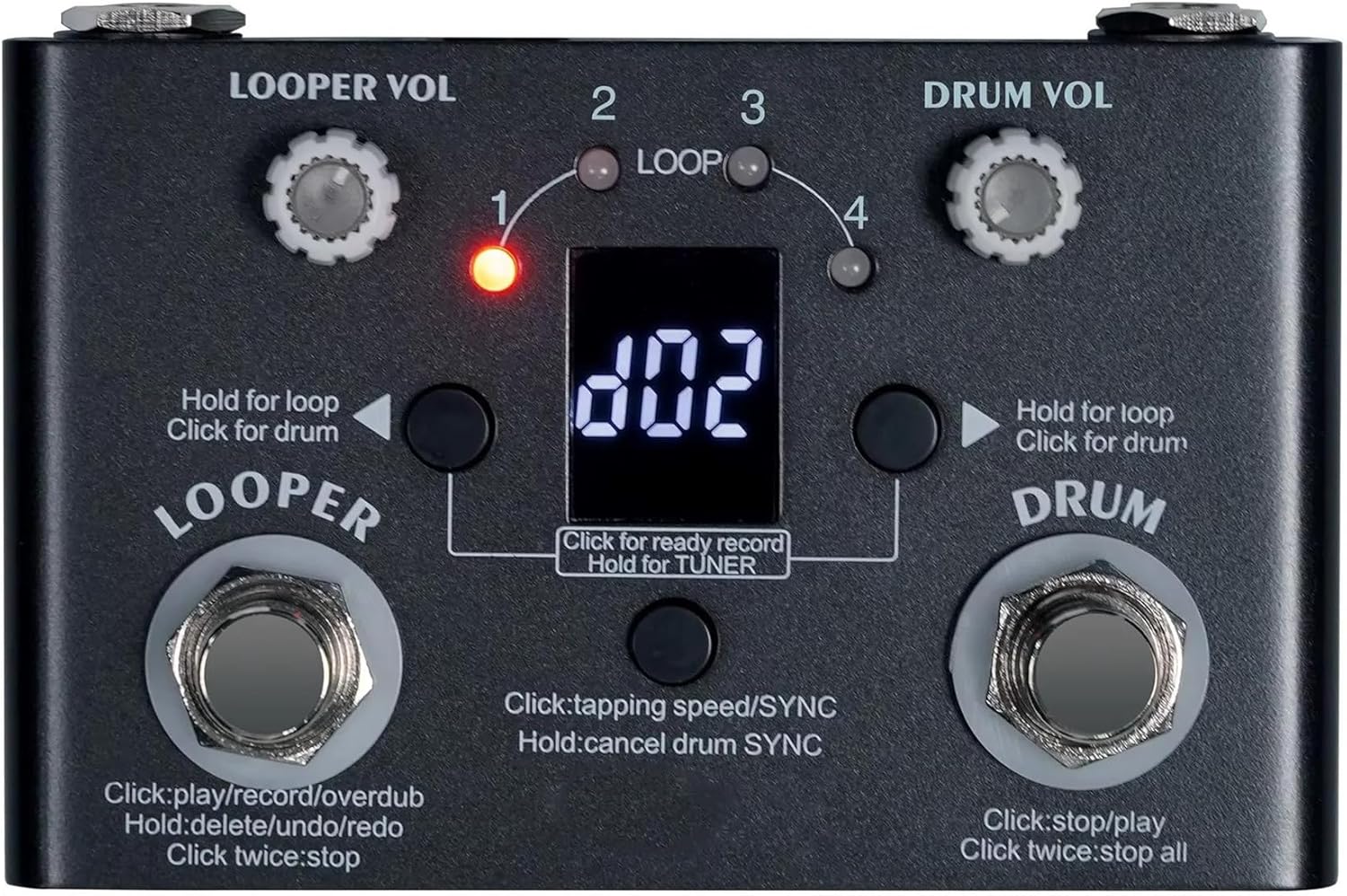 Professional Guitar Effects Pedals Built In Drum Machine And Loop Pedal 30 Kits 11 Minutes Of Recording Time Mguitar Effects(Black)