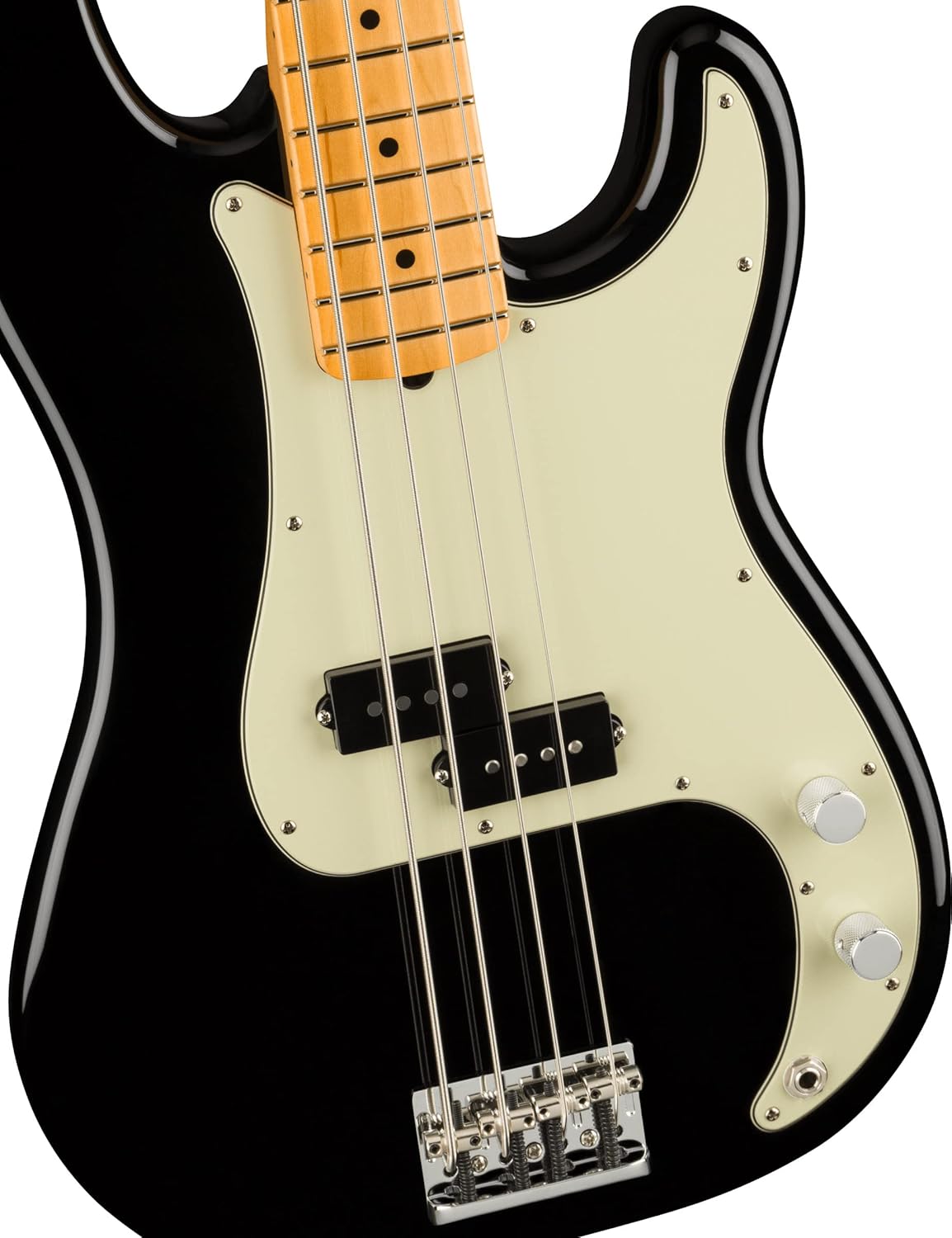 Fender American Professional II Precision Bass Black Bundle with Deluxe Case, Instrument Cable, Tuner, Strings, Strap Blocks, Strap, and Austin Bazaar Instructional DVD